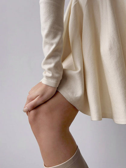 Pleated Knit A Line Mini Dress