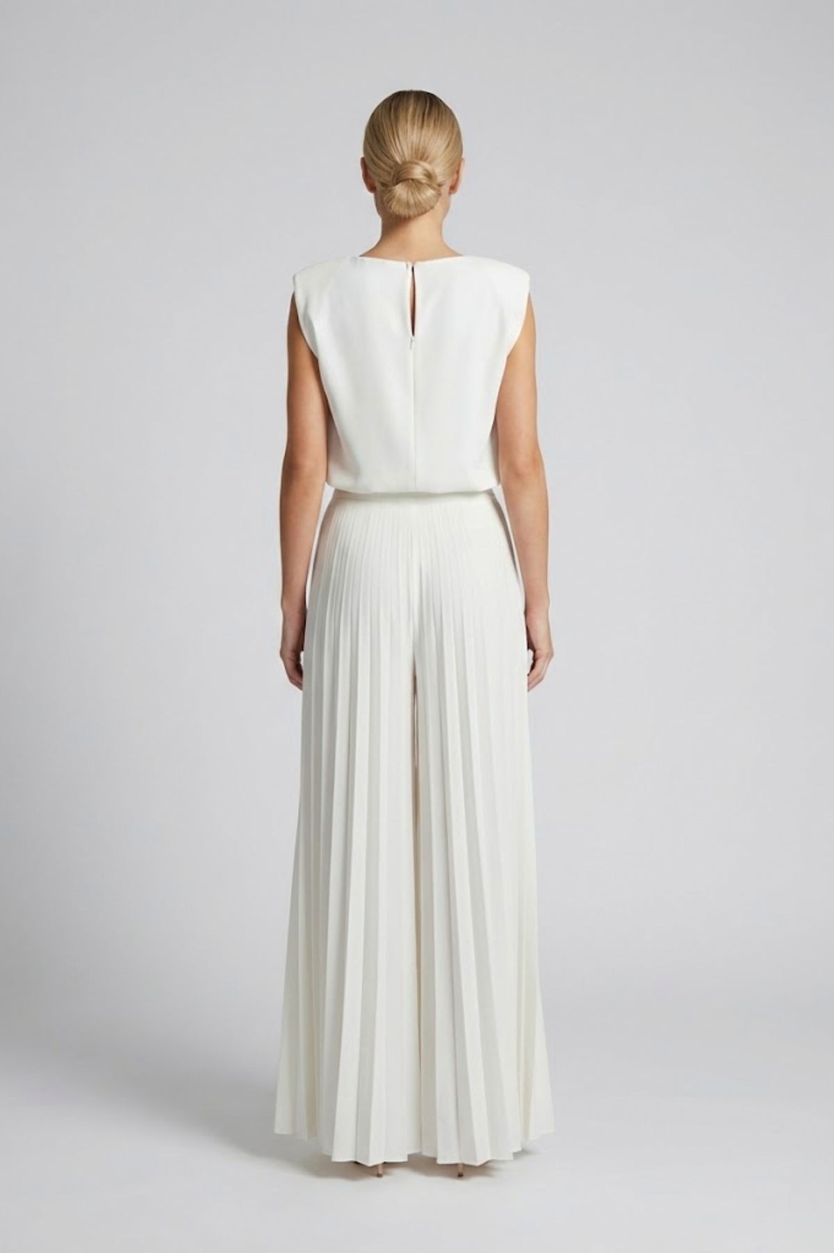 Sleeveless Top and Pleated Wide Leg Pant Set