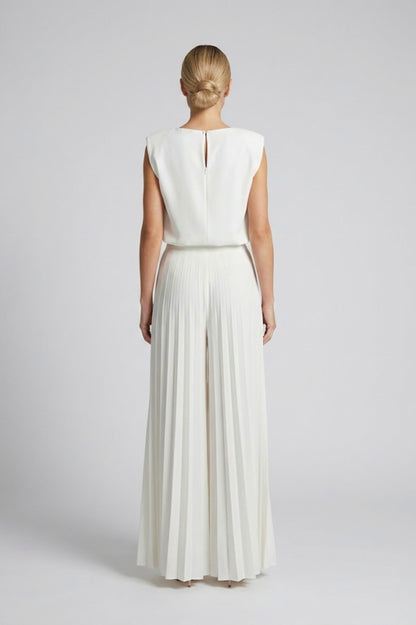 Sleeveless Top and Pleated Wide Leg Pant Set