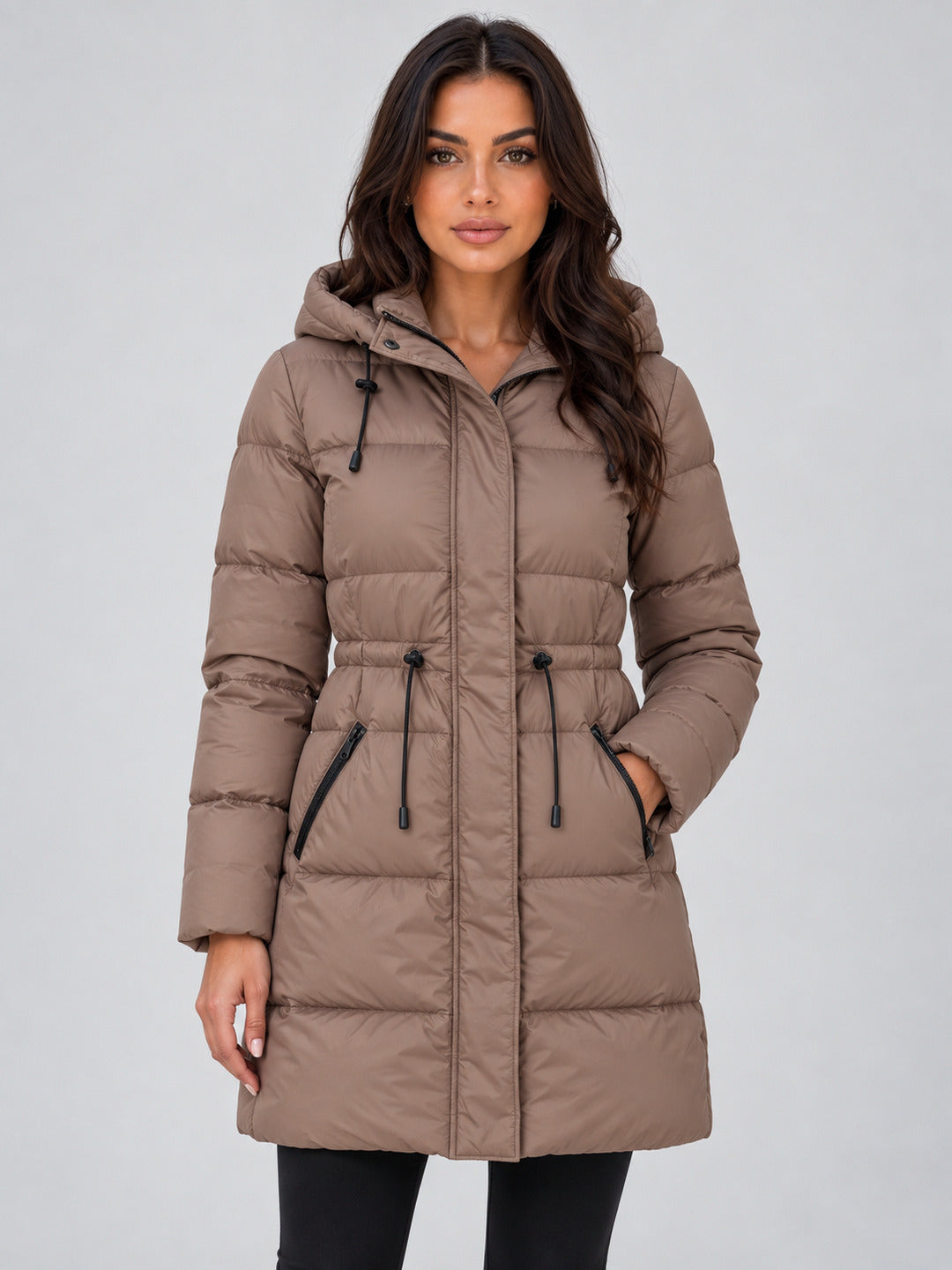 Quilted Hooded Drawstring Puffer Jacket