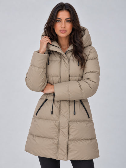 Quilted Hooded Drawstring Puffer Jacket