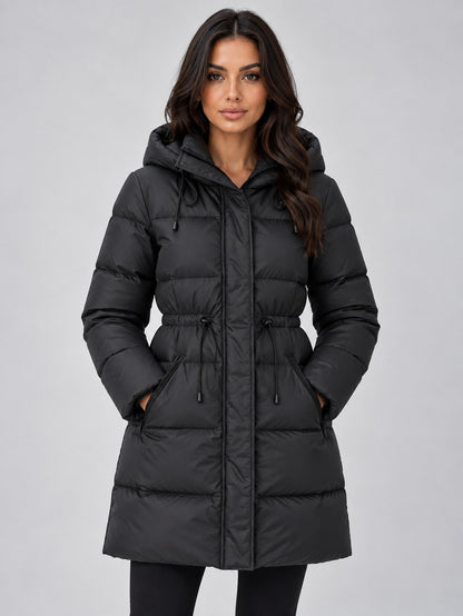 Quilted Hooded Drawstring Puffer Jacket