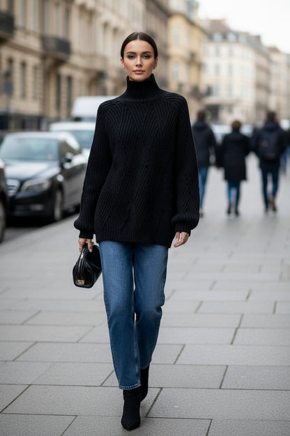 Ribbed Knit Turtleneck Sweater