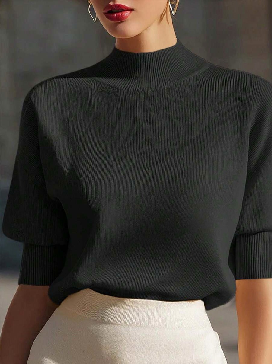 Ribbed Mock Neck Knit Top