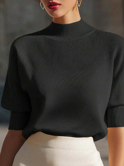 Ribbed Mock Neck Knit Top