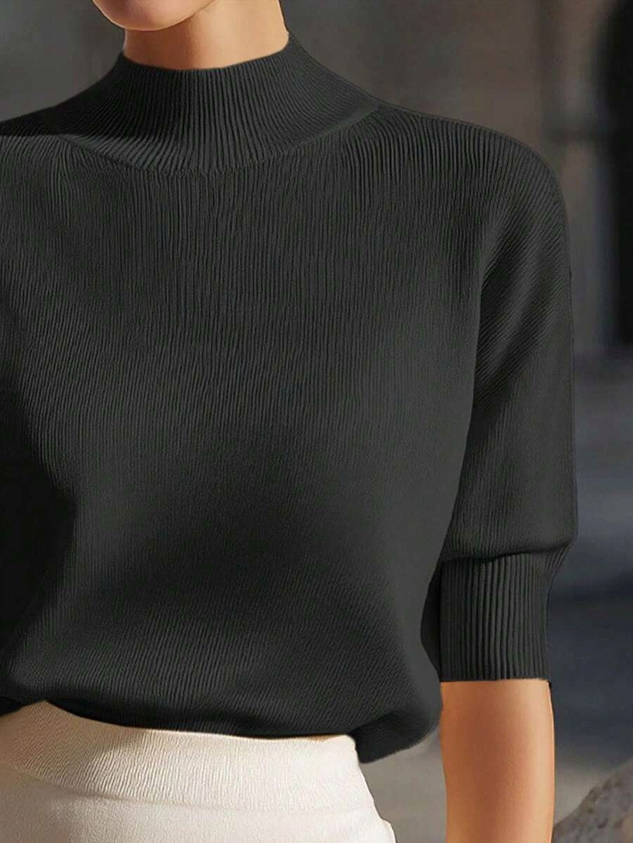Ribbed Mock Neck Knit Top