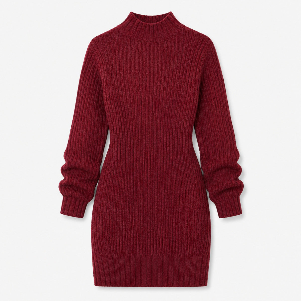Ribbed Mock Neck Sweater Dress