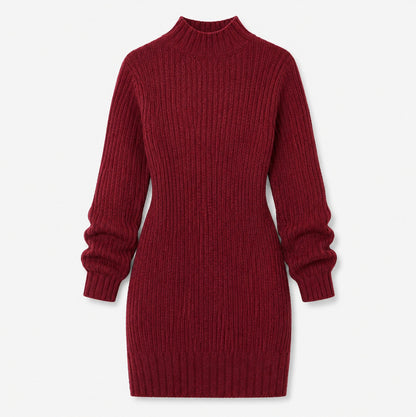 Ribbed Mock Neck Sweater Dress