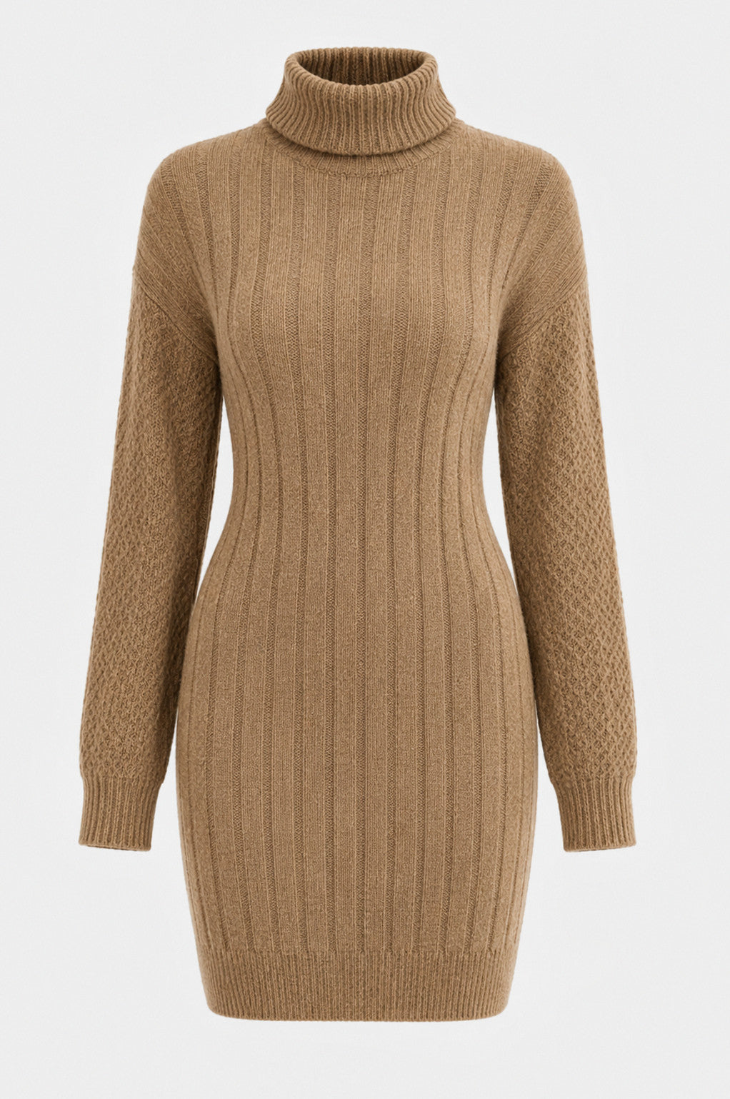 Ribbed Turtleneck Mini Sweater Dress