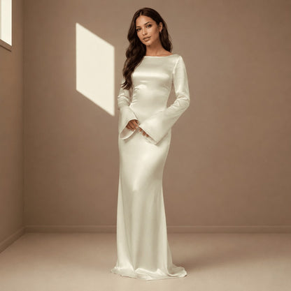 Satin Bell Sleeve Maxi Dress