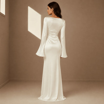 Satin Bell Sleeve Maxi Dress