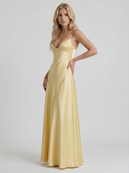 Satin Corset A Line Maxi Dress