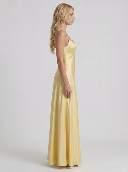 Satin Corset A Line Maxi Dress