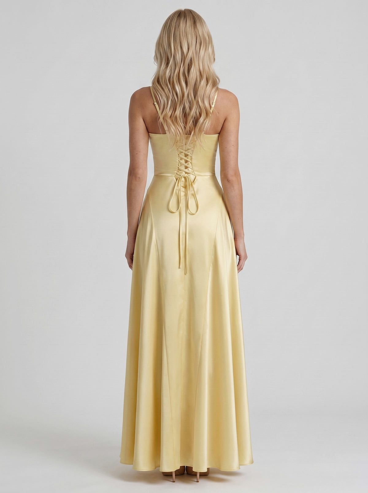 Satin Corset A Line Maxi Dress