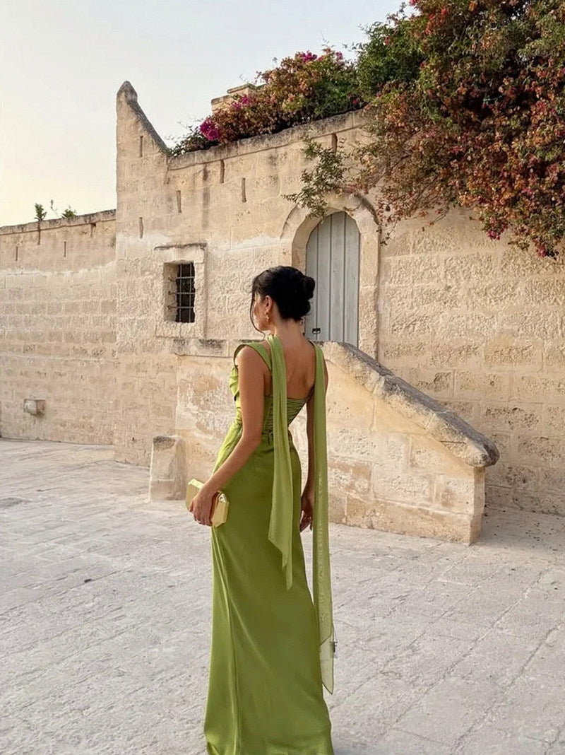 Satin Cowl Neck Maxi Dress
