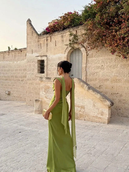 Satin Cowl Neck Maxi Dress