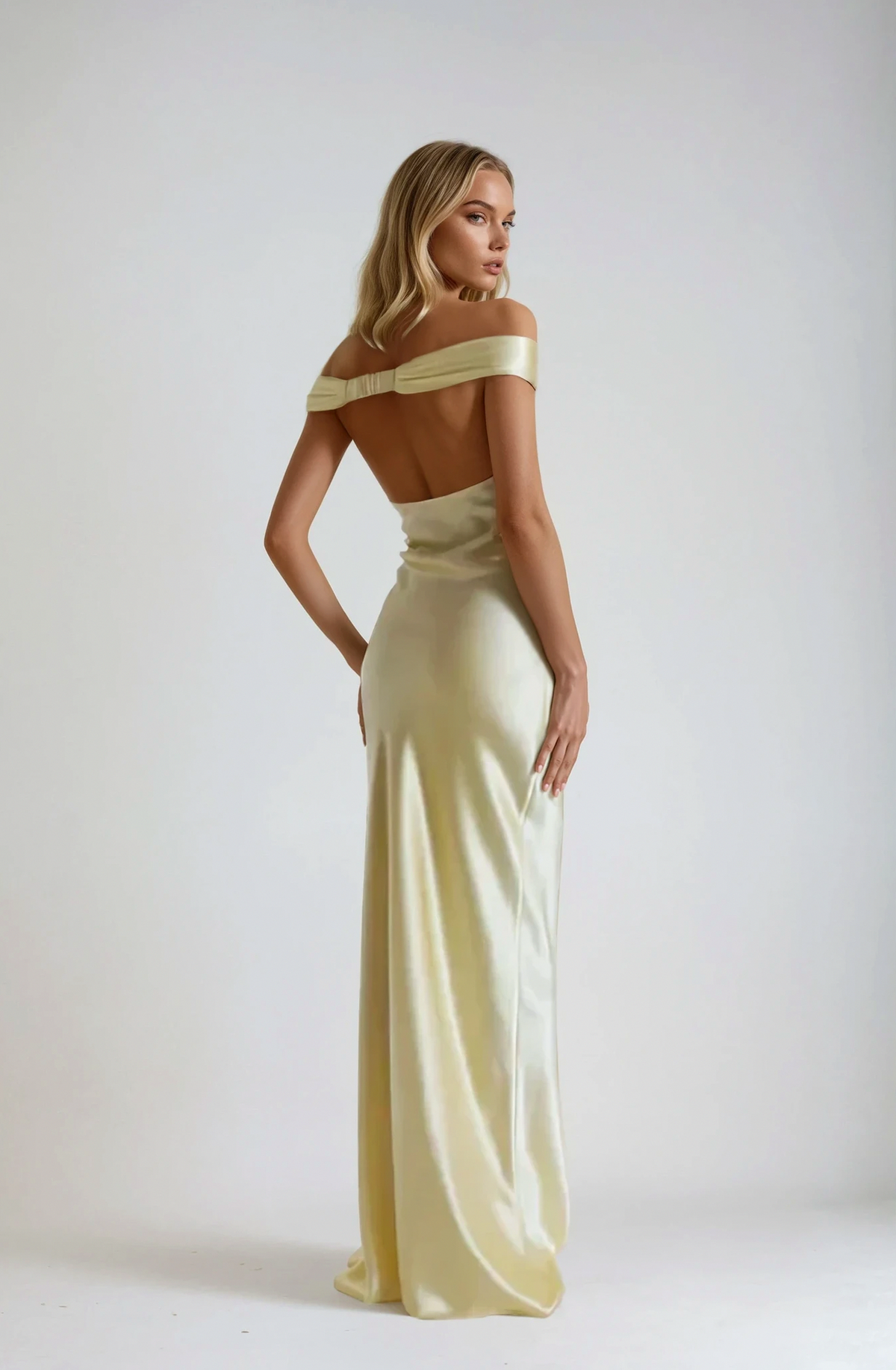 Satin Off Shoulder Maxi Dress