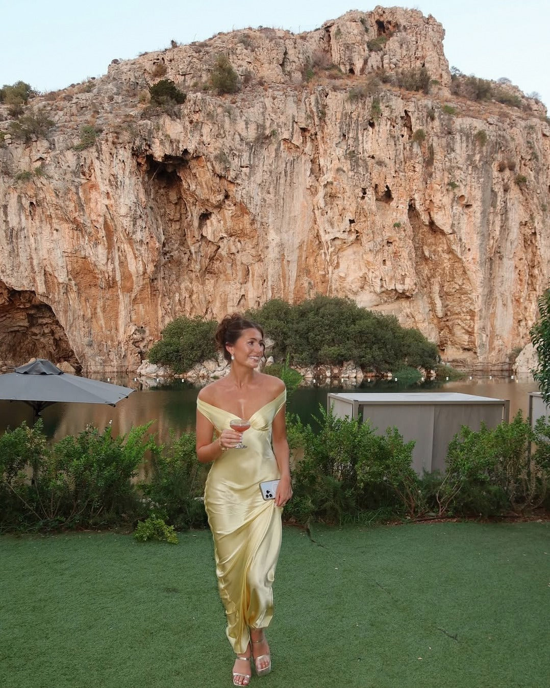 Satin Off Shoulder Maxi Dress