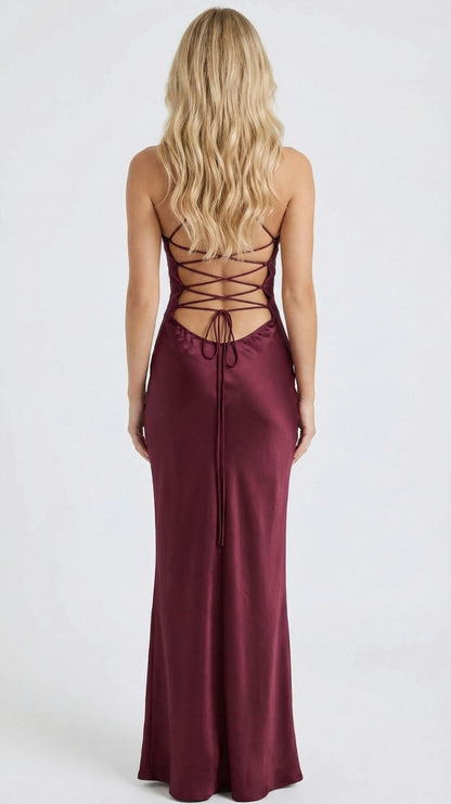 Satin Sequin Bustier Maxi Dress