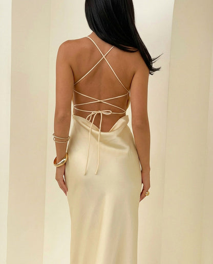 Satin Square Neck Maxi Slip Dress