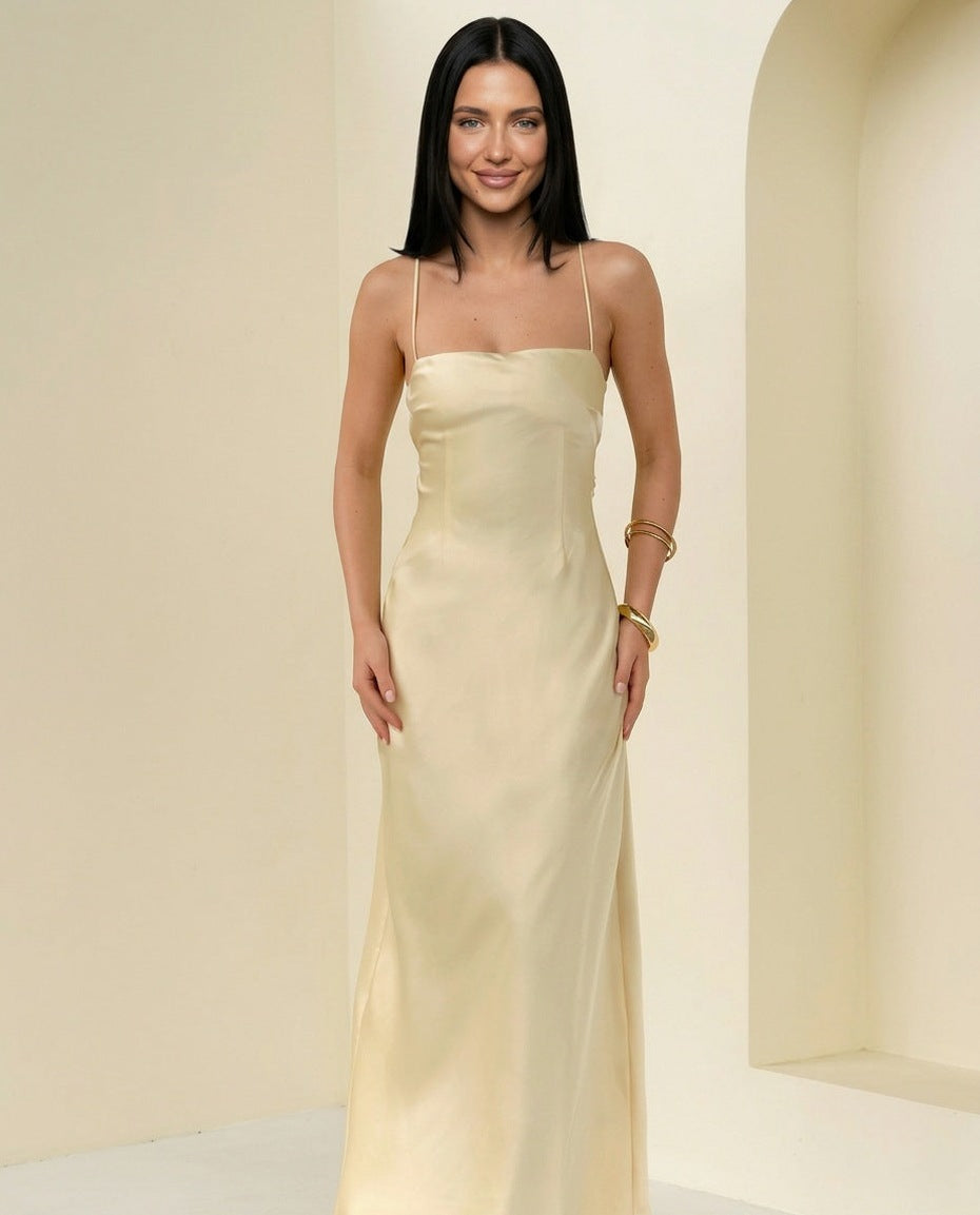 Satin Square Neck Maxi Slip Dress
