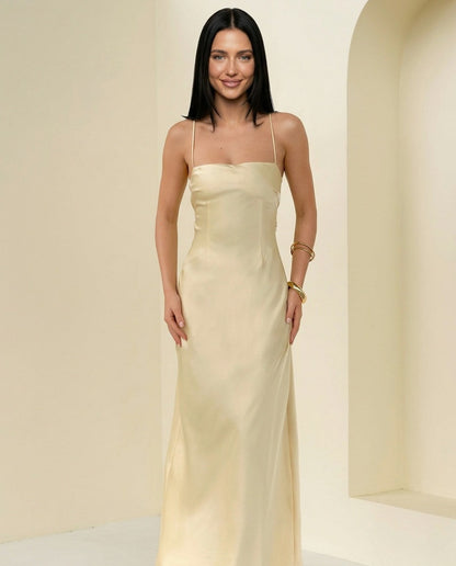 Satin Square Neck Maxi Slip Dress