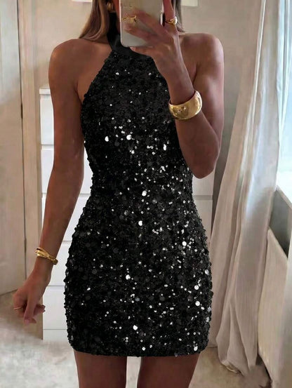 Sequin Halter Mini Dress