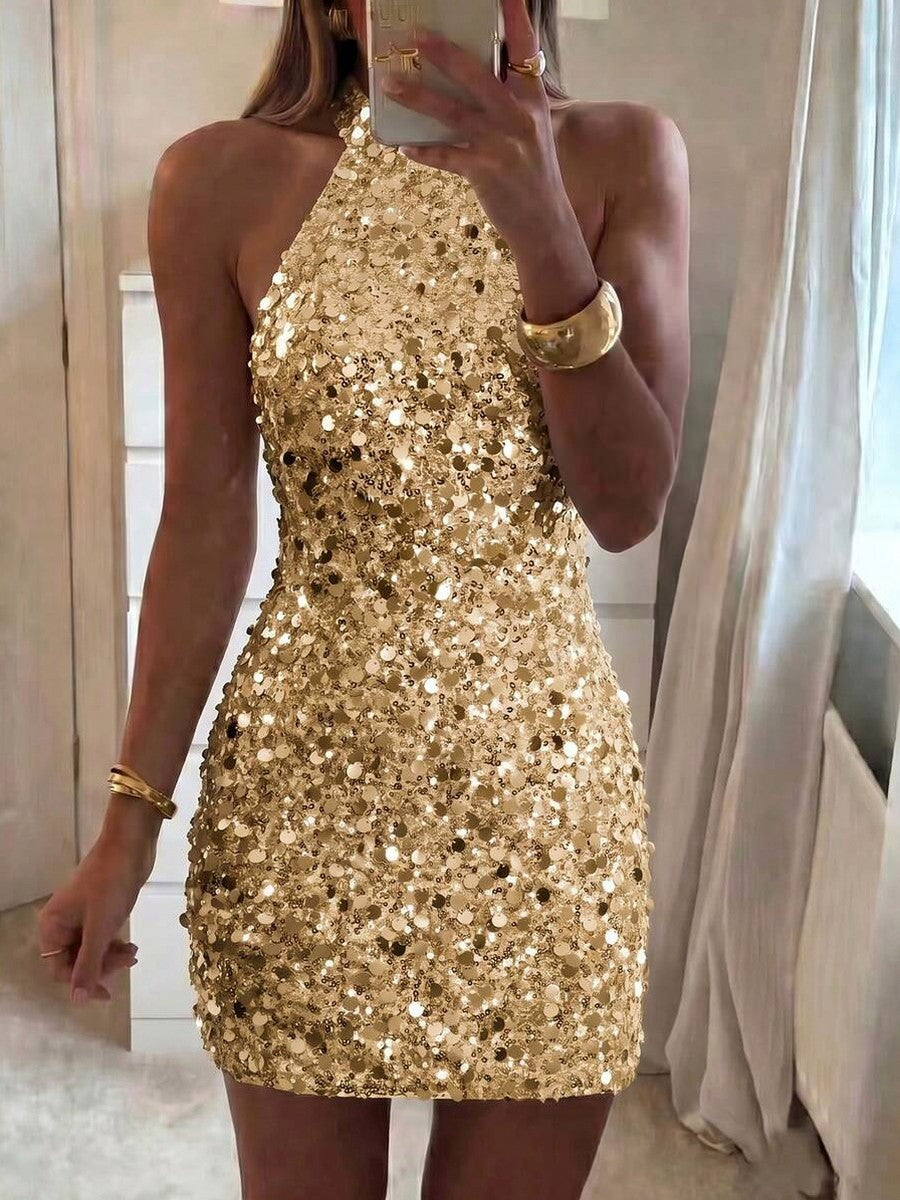 Sequin Halter Mini Dress