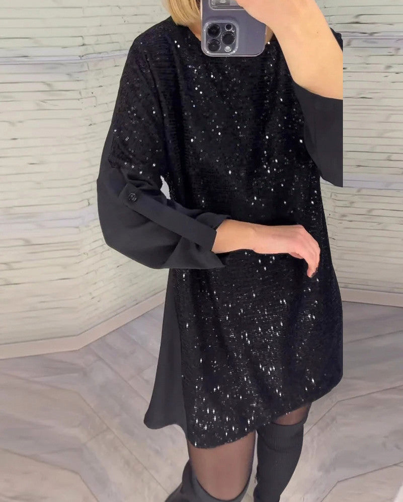 Sequin Long Sleeve Mini Dress