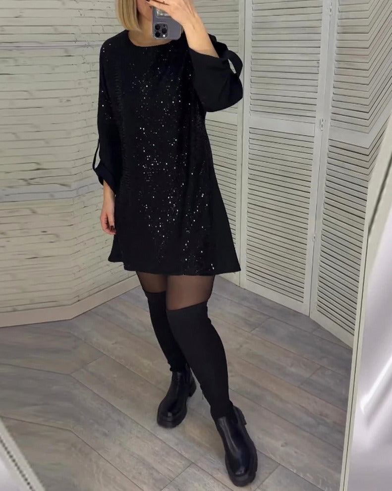 Sequin Long Sleeve Mini Dress