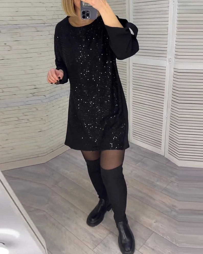 Sequin Long Sleeve Mini Dress