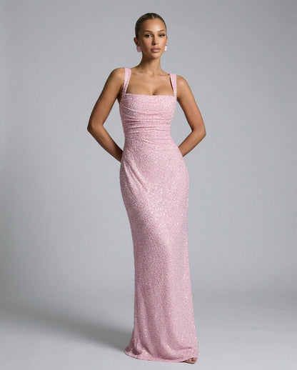 Sequin Square Neck Maxi Dress