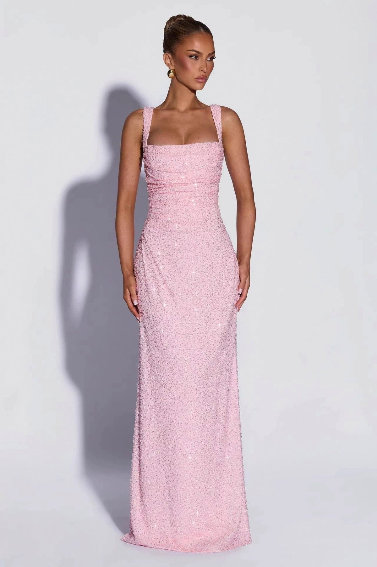Sequin Square Neck Maxi Dress