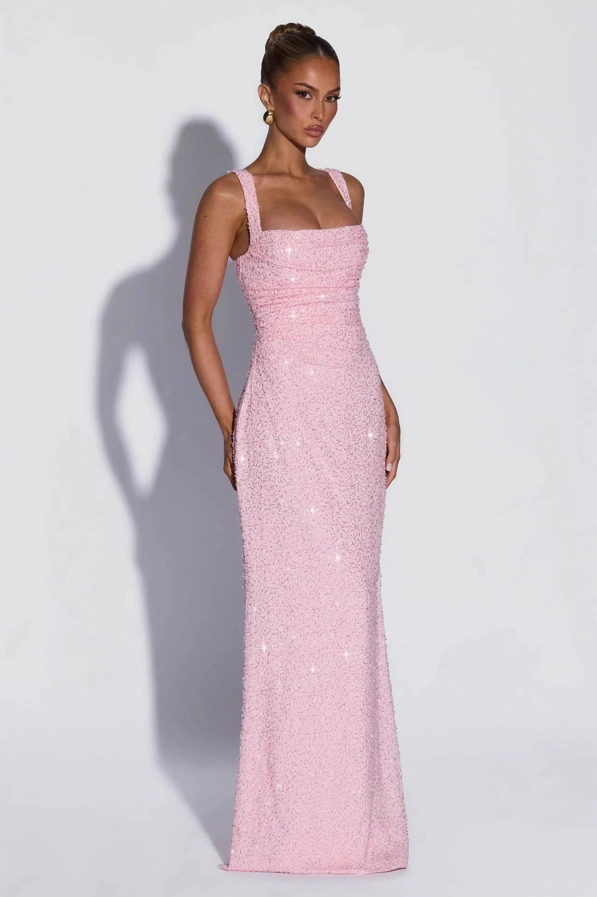 Sequin Square Neck Maxi Dress