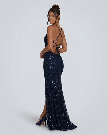 Sequin V Neck Maxi Dress