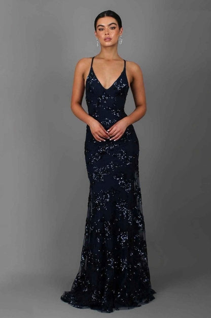 Sequin V Neck Maxi Dress