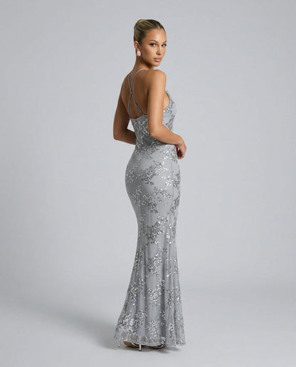 Sequin V Neck Maxi Dress