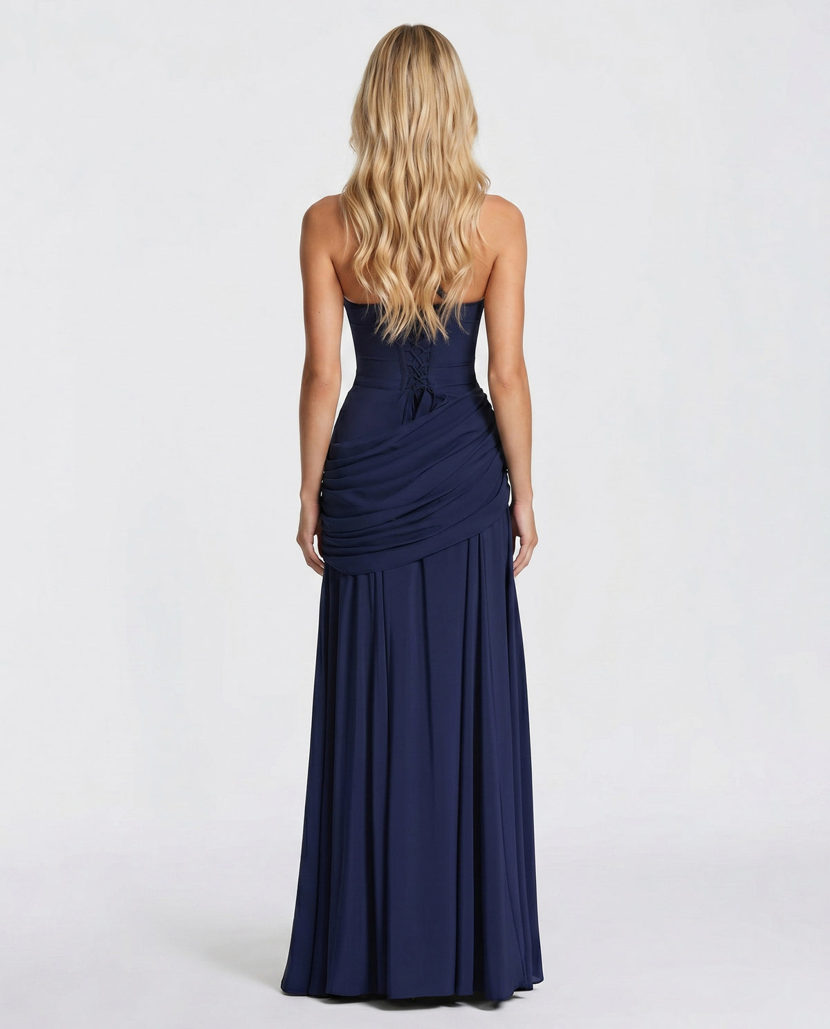 Ruched Drop Waist Square Neck Maxi Dress