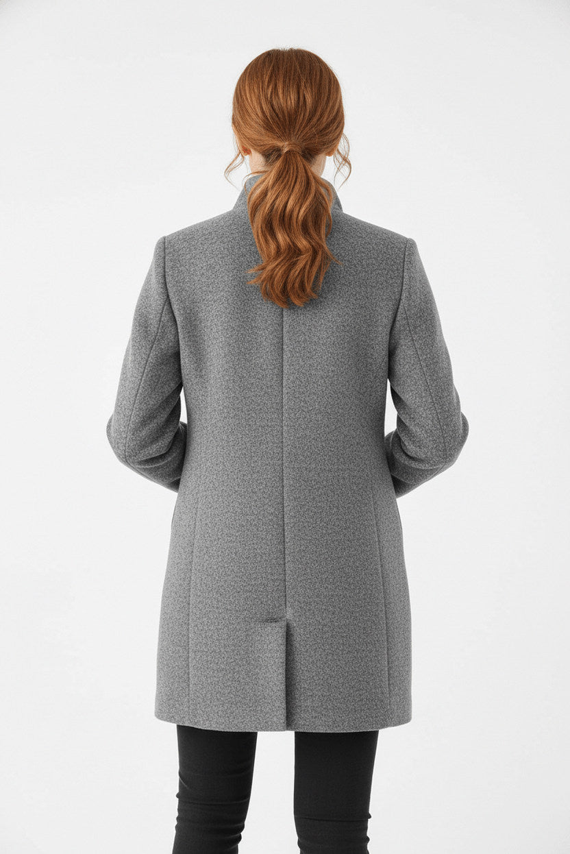 Stand Collar Button Front Coat