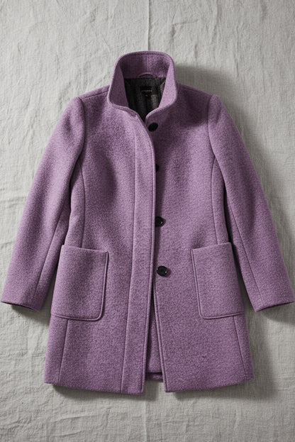 Stand Collar Button Front Coat