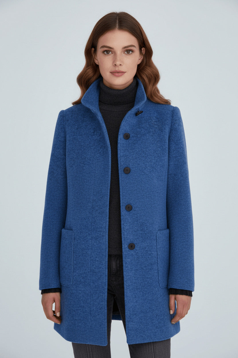 Stand Collar Button Front Coat