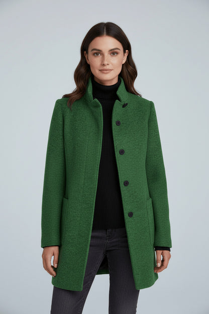 Stand Collar Button Front Coat