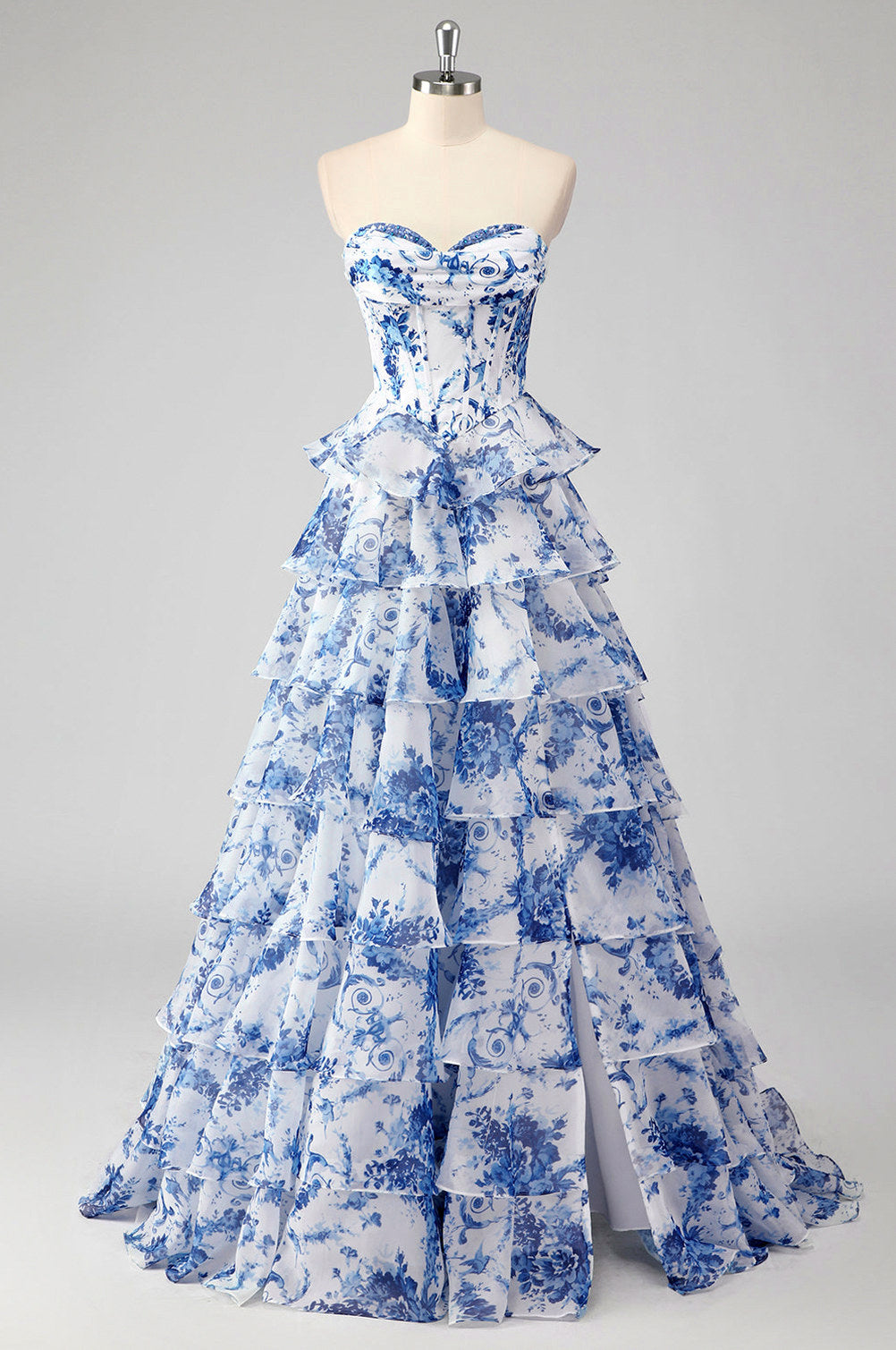 Strapless Tiered Corset Maxi Dress