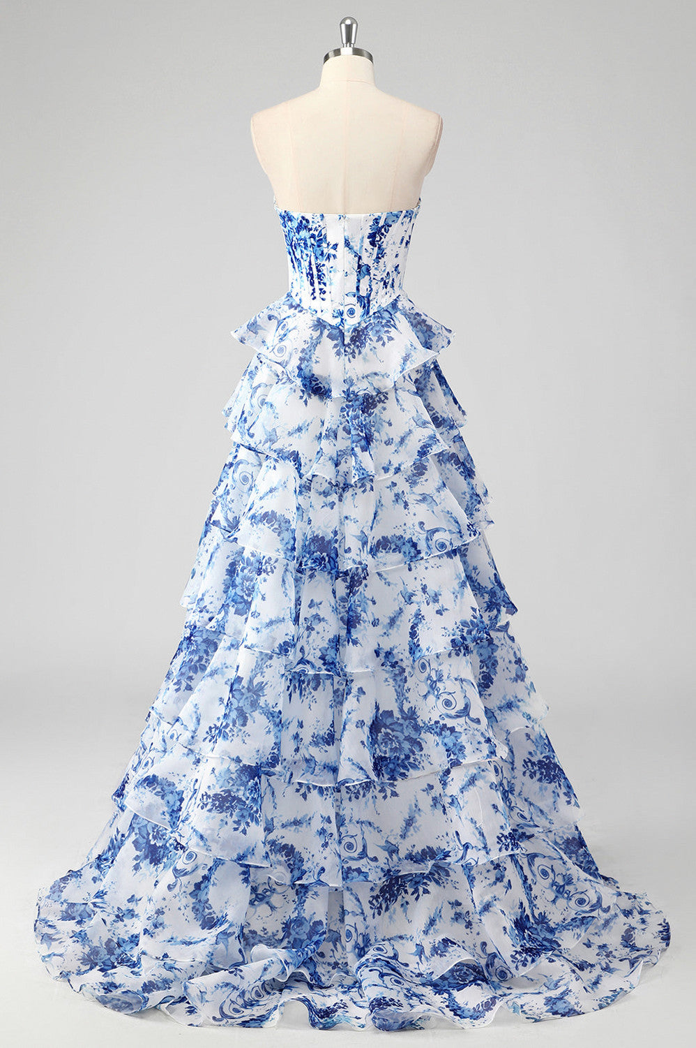 Strapless Tiered Corset Maxi Dress