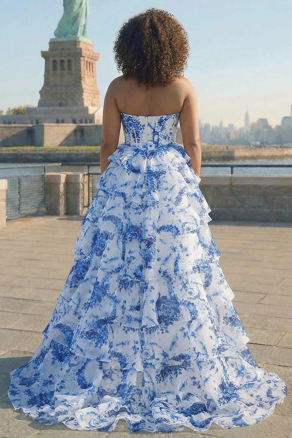 Strapless Tiered Corset Maxi Dress