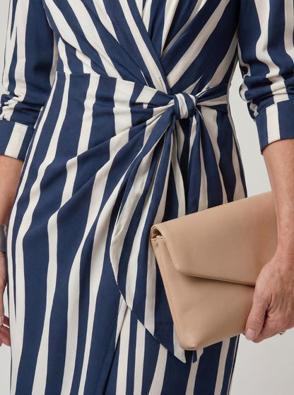 Printed Long Sleeve Twist Wrap Midi Dress