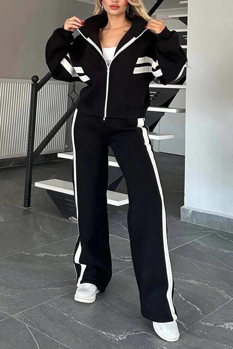 Striped Long Sleeve Two Piece Set
