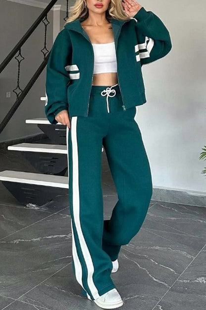 Striped Long Sleeve Two Piece Set