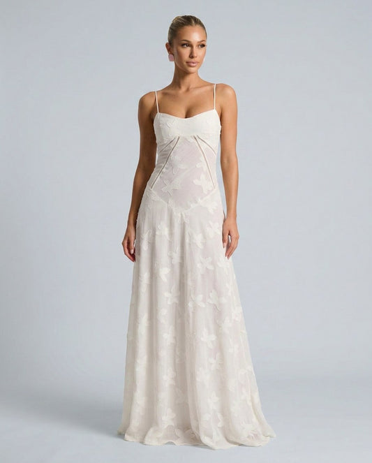 Sweetheart A Line Maxi Dress in White