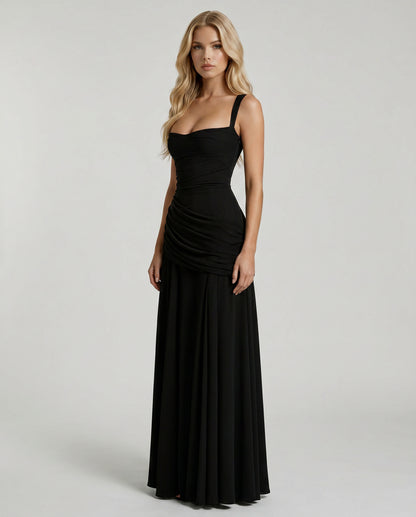 Sweetheart Ruched Drop Waist Maxi Dress